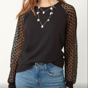Stella & Dot Top with Lace Sleeves